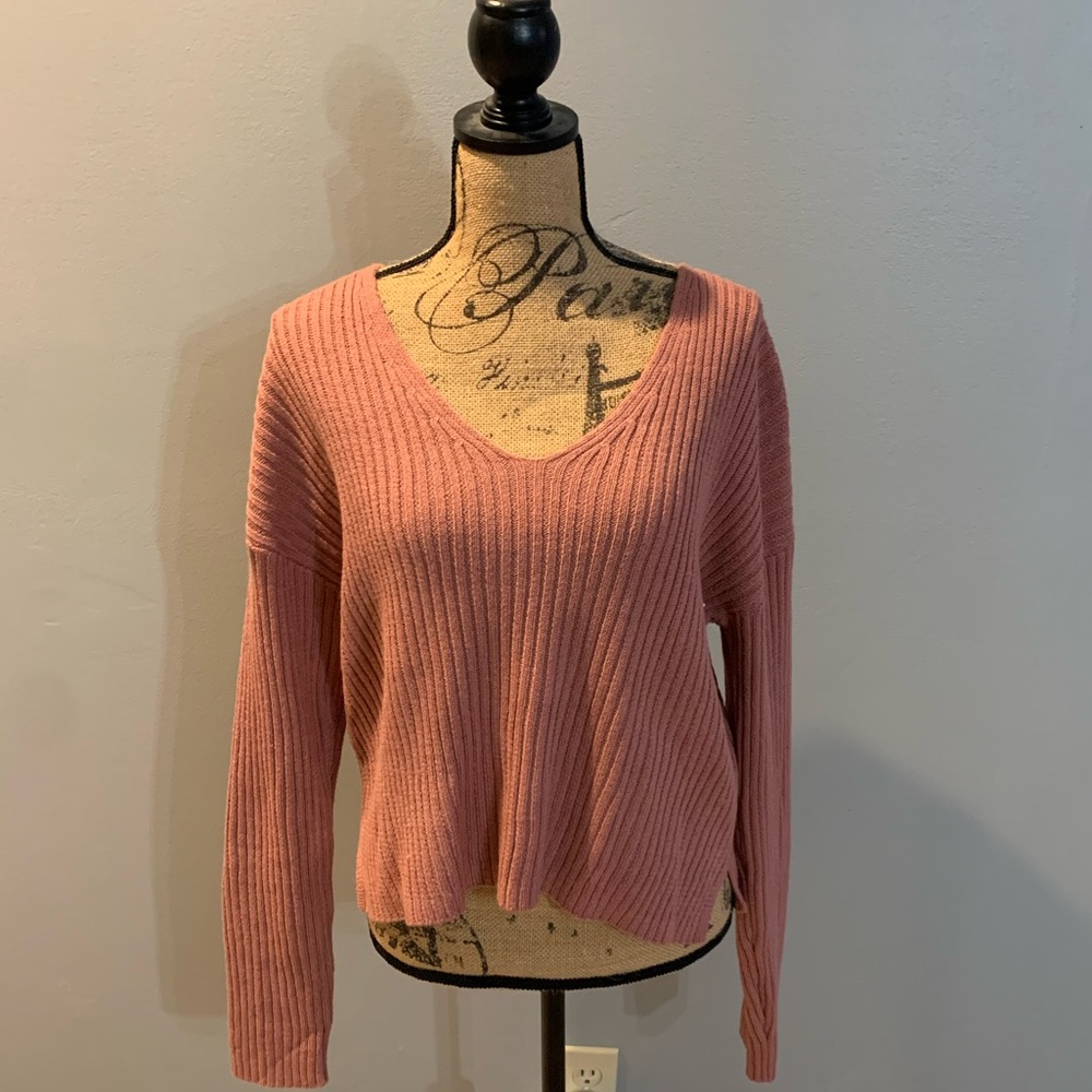 Magenta Wild Rose v-neck sweater